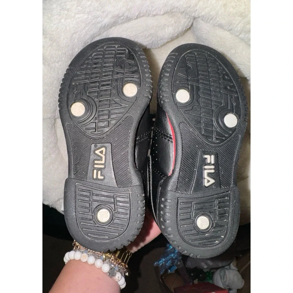 FILA Baby Toddler 7C High Top Sneakers Black Red White Strap